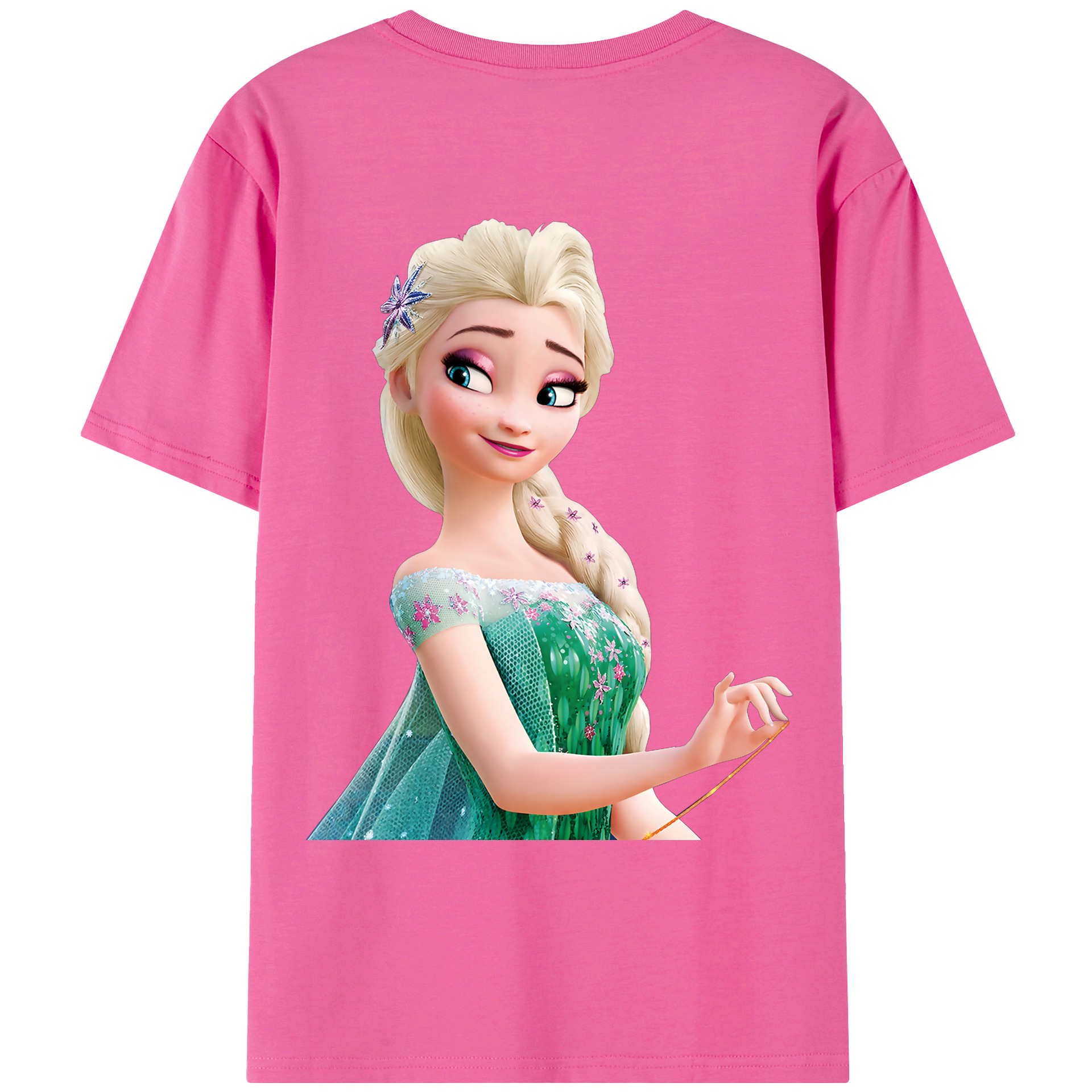 （画像用） アナと雪の女王 アンナ エルサ Frozen Anna Elsa レディース半袖Tシャツ(バックプリント)